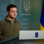 Ukrainian President Volodymyr Zelenskiy makes a statement in Kyiv