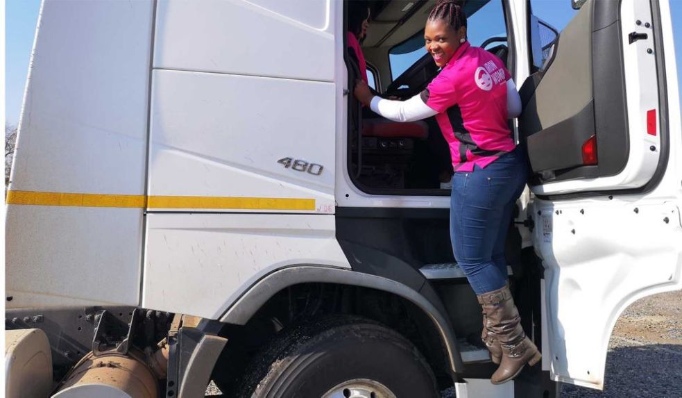 Women participating in a specialized training program for truckers.