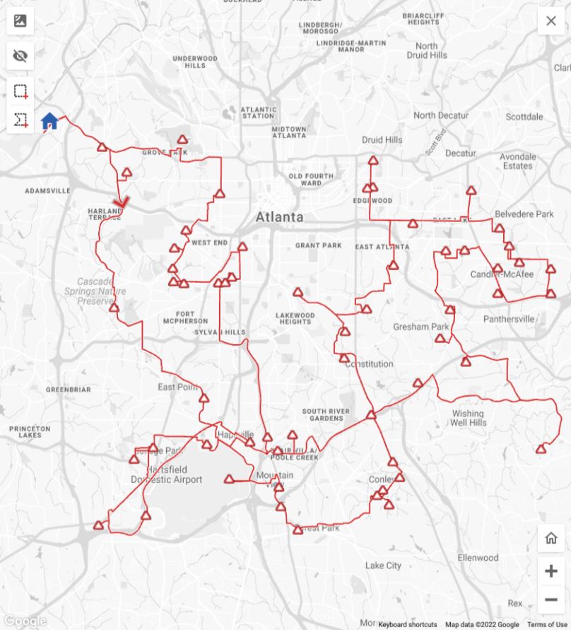 Route optimization software displaying the best routes for trucks.