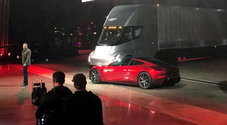 Tesla's electric semi-truck on a test drive.